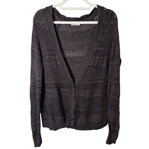 GRG Montreal Elegant Charcoal Knit Cardigan Boho Knit Crochet Size P S